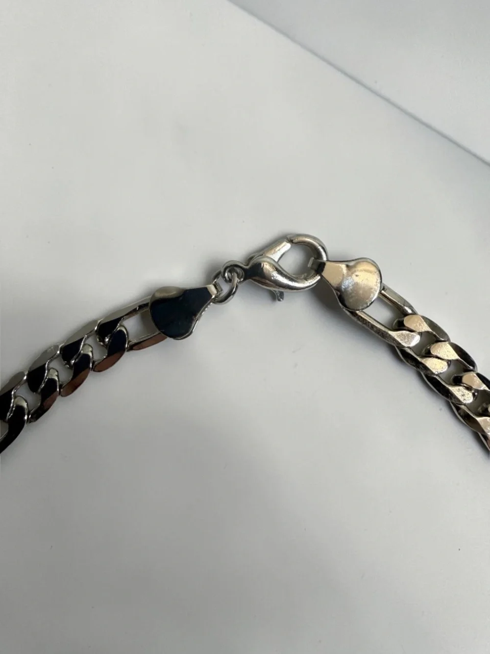 Silver Tone Figaro Link Chain Necklace Unisex Stainless Steel Style Jewelry